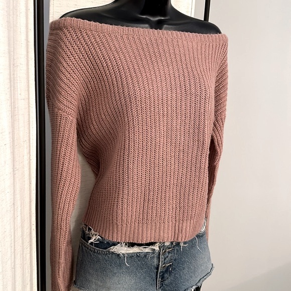 Missguided pink off shoulder chunky knit long sleeve sweater top S - Picture 12 of 15